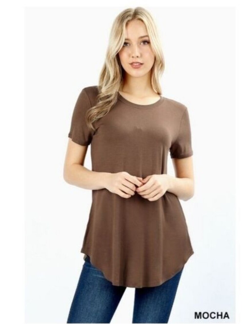 ZENANA Short Sleeve Brown color Top Size Large NWT